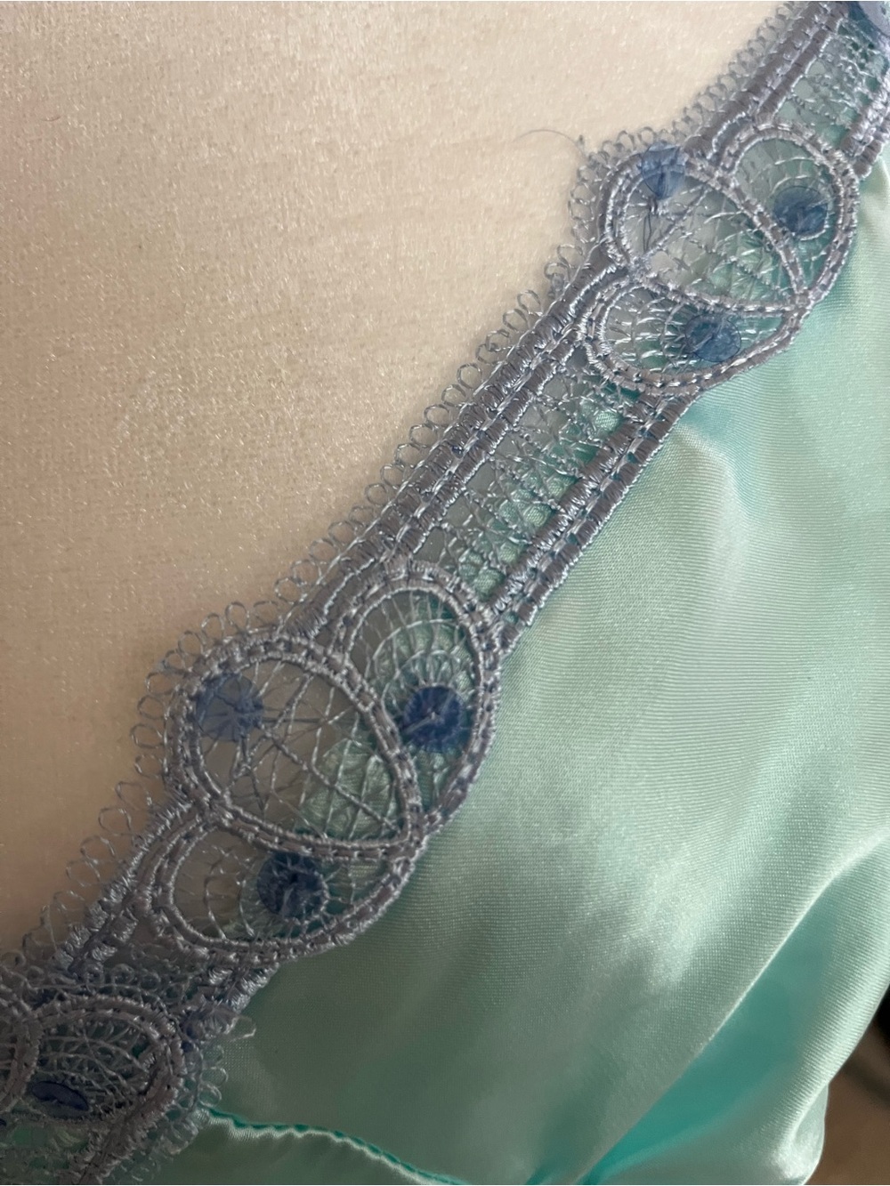Silky Aqua Lace-Trim Chemise Nightdress - Picture 3 of 9